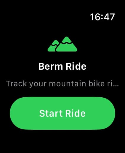 Berm on Apple Watch: Start Ride