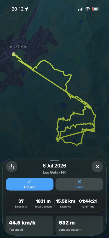 Berm ride detail screen